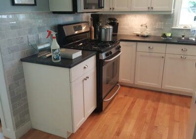 This is a kitchen tile backsplash project in Old Fort Cape Elizabeth Me
