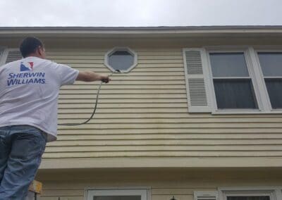 This is an exterior painting project in Saco ME