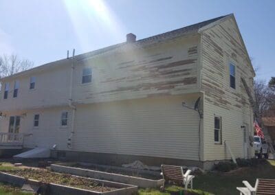 This is an exterior painting project in Saco ME