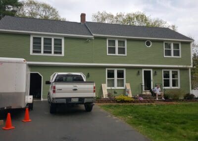 This is an exterior painting project in Saco ME